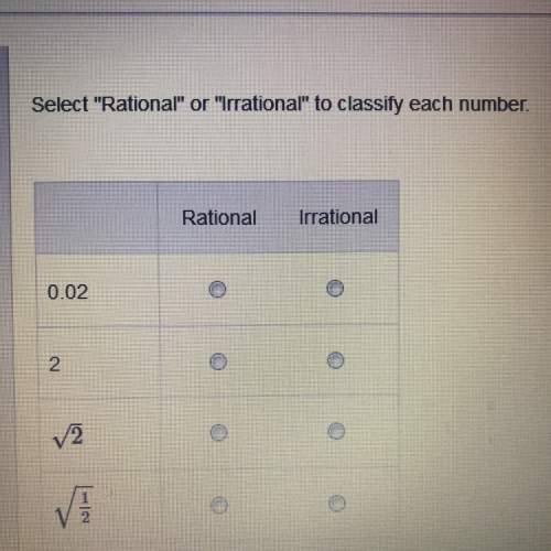 Select “rational” or irrational to classify each number