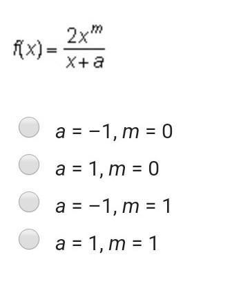 For what values of&nbsp; a&nbsp; and&nbsp; m&nbsp; does&nbsp; f(x) have a horizontal asymptote at&amp;nb