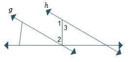 In the diagram, g ∥ h, m∠1 = (4x + 36)°, and m∠2 = (3x – 3)°. what is the measure of ∠3? 21° 60° 12