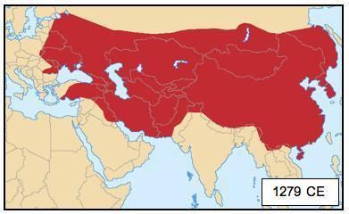 This map depicts a) the greatest extent of the mongol empire. b) the area conquered by the abbasid