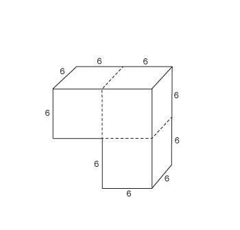 What is the volume of the figure? a. 648 cubic units b. 216 cubic units c. 108 cubic units d. 54 c