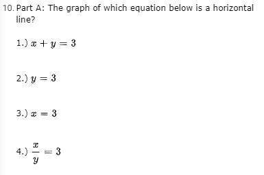 The graph of which equation below is a horizontal line?