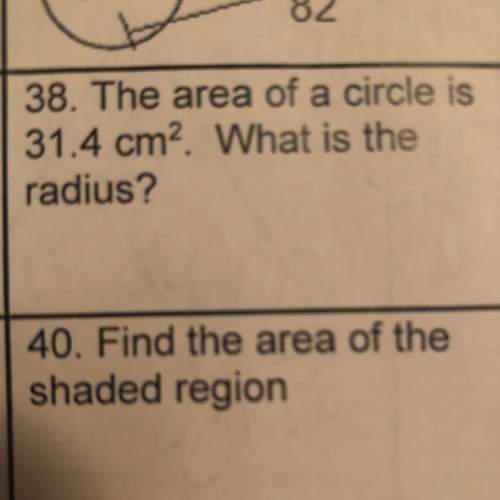 The area of a circle is 31.4 cm^2 what’s the radius