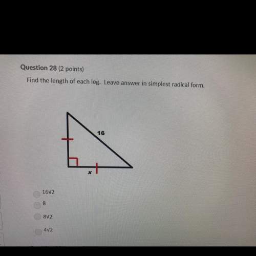 Question 28 find the length of each leg. leave answer in simplest radical form.