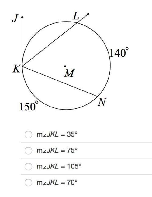 Identify m∠jkl, given that jk is a tangent line.