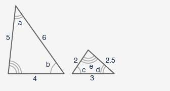 Two similar triangles are shown below: which two sets of angles are corresponding angles? a. ∠a a