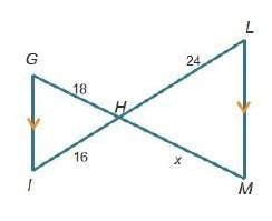 In the figure below, triangle ghi is similar to triangle mhl. what is the distance between m and h?
