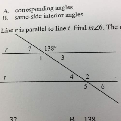 Line r is parallel to line t. find m&lt; 6. the diagram is not to scale