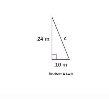 In the given right triangle, find the missing length. 27 m 25 m 26 m 28 m