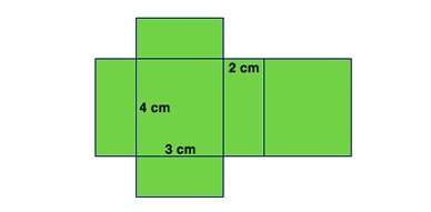 The net shown folds to form a right rectangular prism. determine the surface area of the prism. a) 9