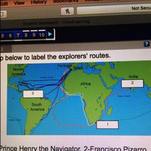 Use the map below to label the explorers' routes. portugal spain north a india south america 1-princ