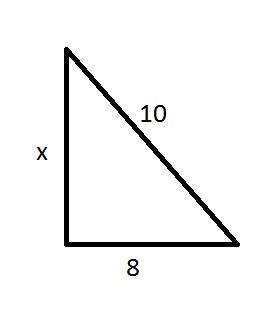 Which relationship between the legs and the hypotenuse of the right triangle is correct? a) x + 8 =