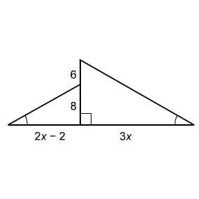 The two triangles are similar. what is the value of x? enter your answer in the box. x =