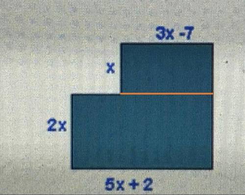 Explain with words how you find the area of the figure. then find the area.  image attached