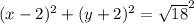 (x-2)^{2} + (y+2)^{2}=\sqrt{18}^{2}