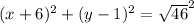 (x+6)^{2}+(y-1)^{2}=\sqrt{46}^{2}