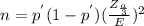 n=p^{'}(1-p^{'})(\frac{Z_{\frac{a}{3} } }{E} )^{2}