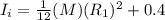 I_i = \frac{1}{12}(M)(R_1)^2+0.4