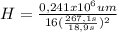 H = \frac{0,241x10^{6}um}{16(\frac{267,1s}{18,9s} )^2}
