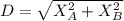 D=\sqrt{X_A^2+X_B^2}