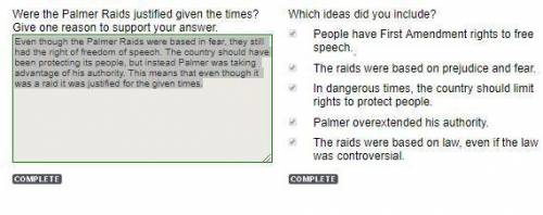 Were the palmer raids justified given the times?  give one reason to support your answer.