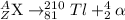 _Z^A\textrm{X}\rightarrow _{81}^{210}Tl+_2^4\alpha