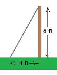 How long is a guy wire reaching from the top of a 6ft. pole to a point on the ground 4ft. from the p