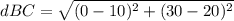 dBC= \sqrt{ (0-10)^{2} +(30-20)^{2} }