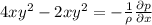 4xy^{2}-2xy^{2} = -\frac{1}{\rho} \frac{\partial p}{\partial x}