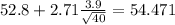 52.8+2.71\frac{3.9}{\sqrt{40}}=54.471