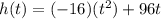 h(t) = (-16)(t^{2}) + 96t