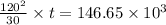 \frac{120^2}{30}\times t=146.65\times 10^3