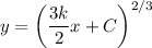 y=\left(\dfrac{3k}2x+C\right)^{2/3}