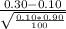 \frac{0.30-0.10}{\sqrt{\frac{0.10*0.90}{100} } }