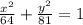 \frac{ {x}^{2} }{64} + \frac{ {y}^{2} }{81} = 1