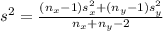 s^2=\frac{(n_x -1)s_x^2 +(n_y-1)s_y^2}{n_x +n_y -2}