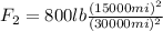 F_{2}=800 lb\frac{(15000 mi)^2}{(30000 mi)^2}