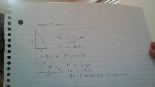 If i have a triangle with the measurements of 5ft, 16ft, and 8ft, which ones are the base and height