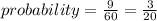 probability =  \frac{9}{60}  =   \frac{3}{20}