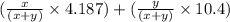 (\frac{x}{(x+y)}\times4.187) + (\frac{ y}{(x+y)}\times10.4)