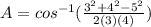 A = cos^{-1}(\frac{3^2+4^2-5^2}{2(3)(4)})