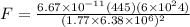 F= \frac{6.67\times10^{-11}(445)(6\times10^24)}{(1.77\times6.38\times10^6)^2}