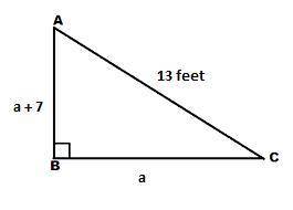 Aboats sail is a right triangle . the length of one side of the sail is 7 feet more than the other s