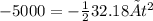 -5000 = - \frac{1}{2} 32.18 × t^{2}