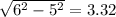 \sqrt{6^{2} - 5^{2}} = 3.32