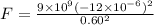 F = \frac{9\times 10^9 (-12\times 10^{-6})^2}{0.60^2}