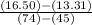 \frac{(16.50)-(13.31)}{(74)-(45)}