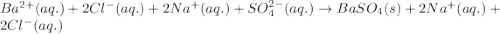 Ba^{2+}(aq.)+2Cl^-(aq.)+2Na^+(aq.)+SO_4^{2-}(aq.)\rightarrow BaSO_4(s)+2Na^+(aq.)+2Cl^-(aq.)