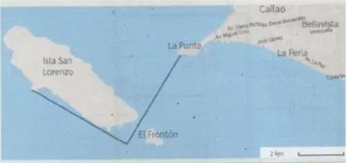 En el callao se quiere llegar desde la punta hasta el lugar señalado en la isla de san lorenzo cuánt