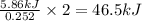 \frac{5.86 kJ}{0.252}\times 2=46.5kJ